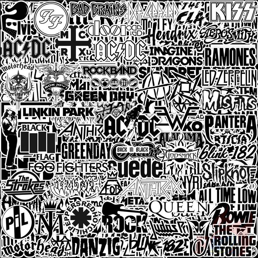 100ชิ้น/เซ็ต ★★★ Classical Black & White Mixed Rock Band Series 02 สติ๊กเกอร์คู่มือไดอารี่ขนาดเล็ก ★★★ Diy แฟชั่นสมุดภาพอัลบั้มตกแต่งสติ๊กเกอร์สติ๊กเกอร์ (ขนาด:2~3ซม.)
