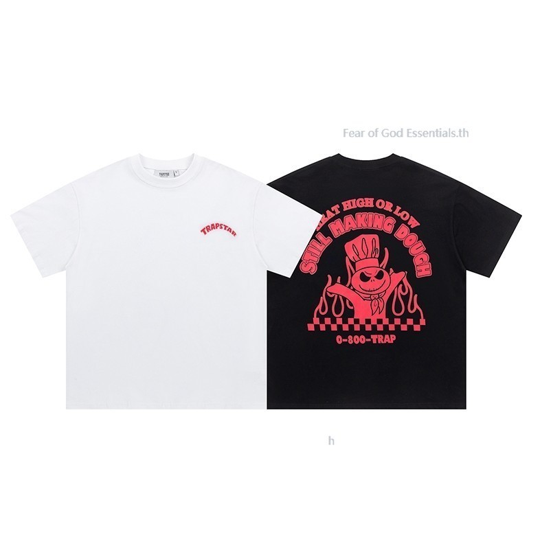 เสื้อยืดแขนสั้น Trapstar ใหม่พิมพ์ตัวอักษรการ์ตูน 1 # 680 หลวมสบายๆด้านบน