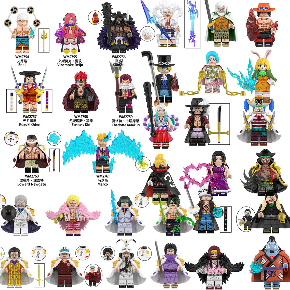 One Piece Building สอน Kohza Doflamingo Enel Luffy Ace Sabo บล็อกของเล่น Minifigures