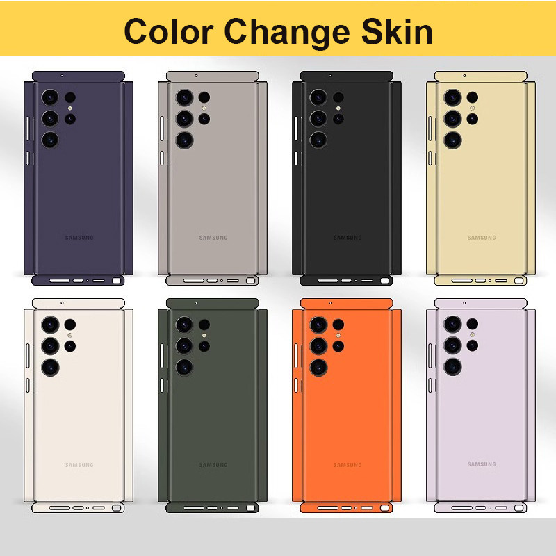 ฟิล์มกันรอยด้านหลัง Samsung S24 S23 S22 S25 Ultra A54 A55 A56 5G สีเดิมพร้อมสติกเกอร์ฟิล์มด้านข้าง