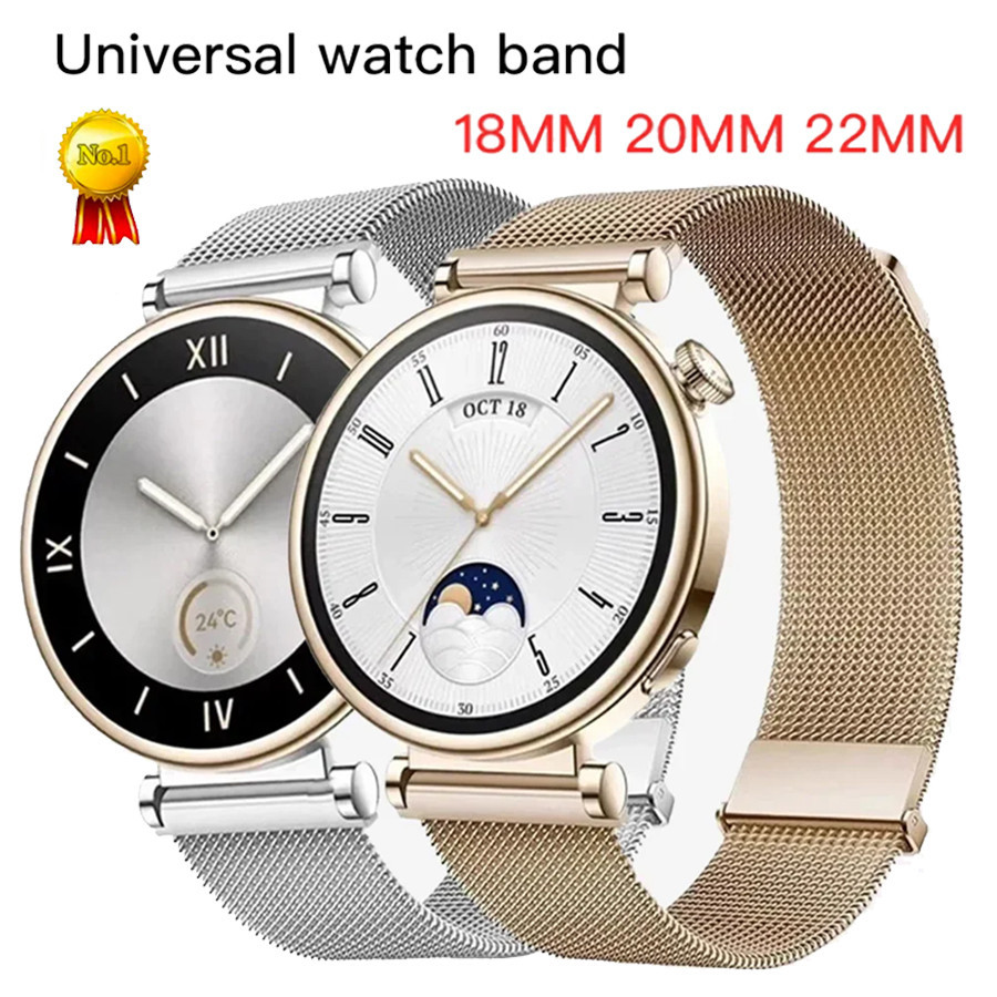 Malanese Loop สายโลหะ สําหรับ Huawei GT4 41/46 มม., GT3 Pro, Samsung Galaxy Watch 6 Classic 43/47 มม., 40/44 มม., 18/20/22 มม.