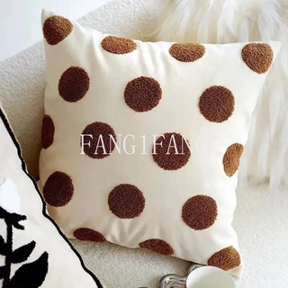 45x45 ซม.สีน้ําตาล Vintage Nordic โยนหมอนครีมหรูหราโซฟาเบาะเอวตกแต่งปลอกหมอน