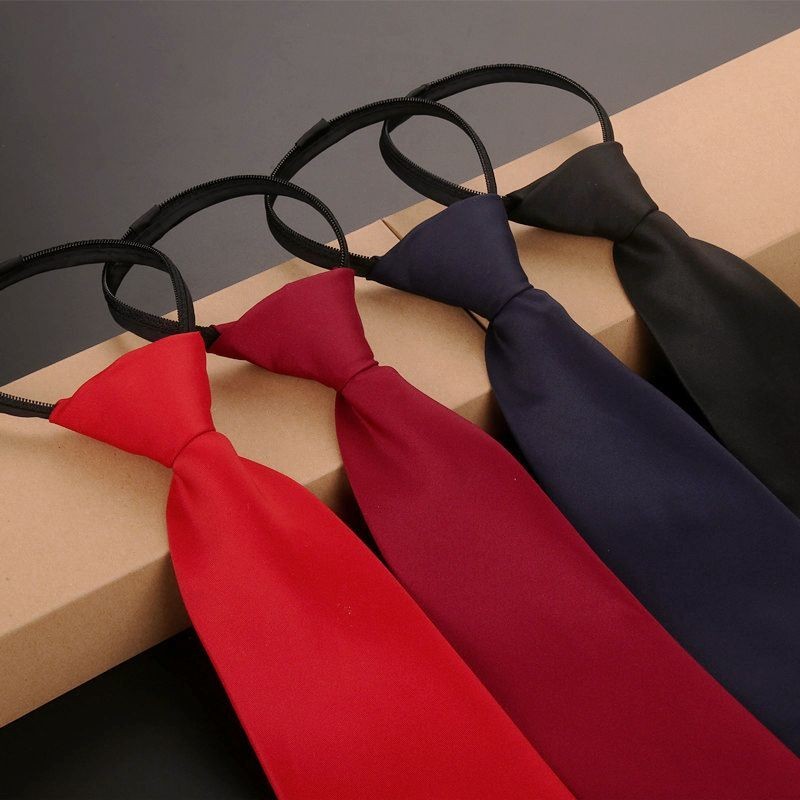 ชายหญิง Tie นักเรียนสีแดงสีฟ้าสีดํา Monochrome สีทึบ Professional ทํางานสวมใส่อย่างเป็นทางการซิปดึงง่าย Lazy Tie ins Casual อุปกรณ์เสริม T