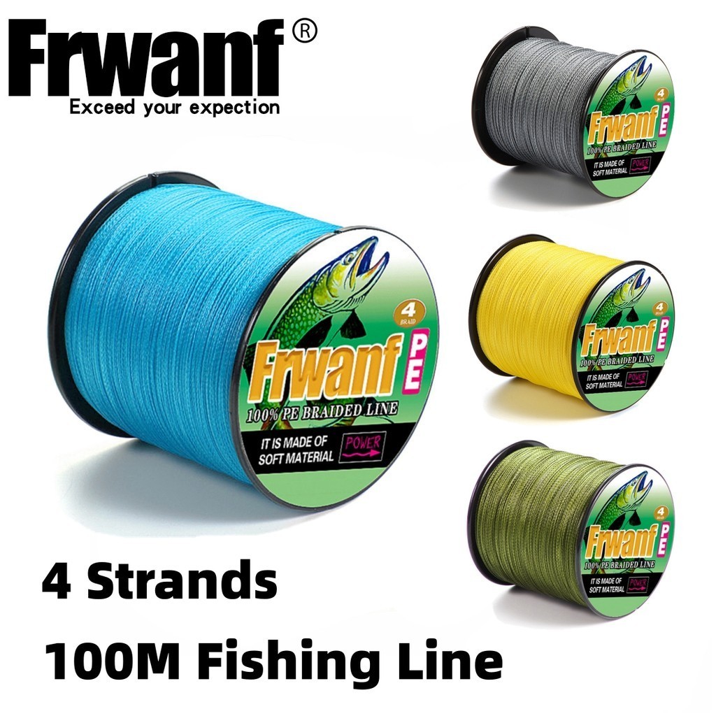 Frwanf 100 เมตร 4 เส้น สายตกปลา PE ถัก Super line ลากสูงสุด 100LB