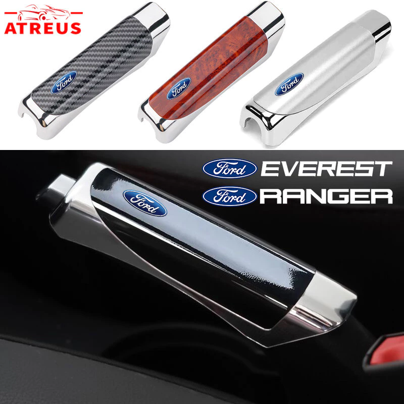 Ford ปลอกหุ้มเบรคมือสําหรับรถยนต์ ปลอกหุ้มเบรคมือ คาร์บอนไฟเบอร์ ครอบเบรคมือลายคาร์บอน สำหรับ Ford Ranger Raptor Everest Fiesta Focus Mustang Escape Ecosport STI