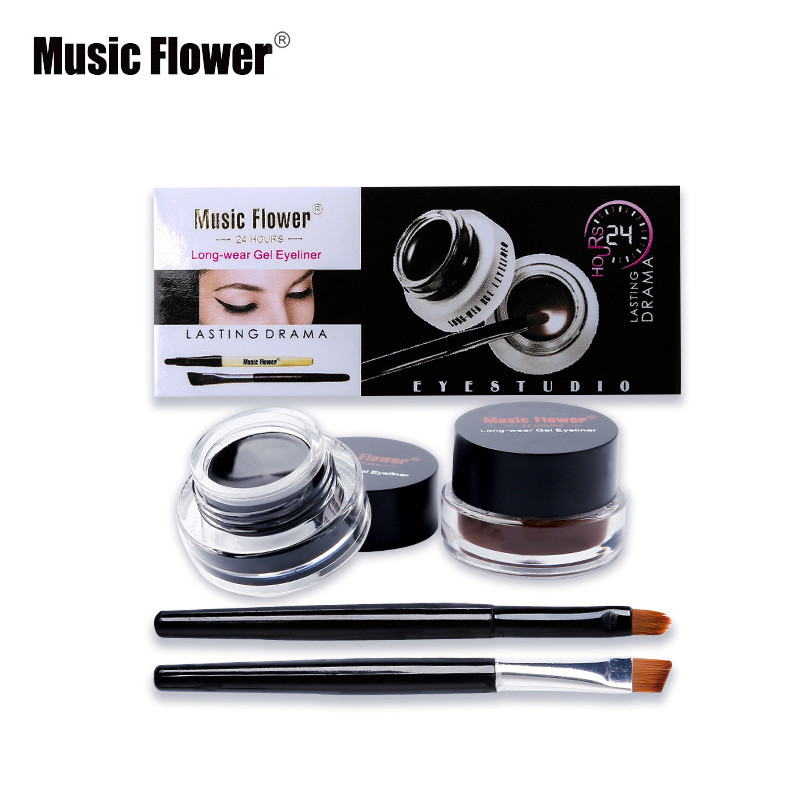 Qincai music flower Eyeliner Black+Brown