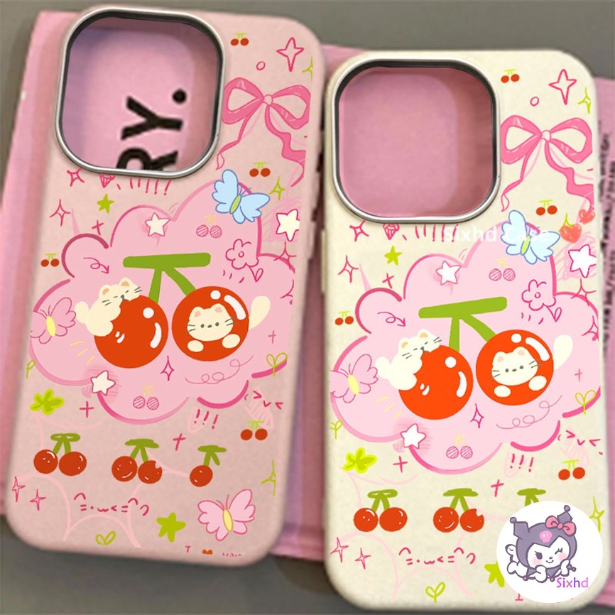 สําหรับ Huawei X8B X9B Honor X9C X9A X8A X8 Honor X7C X7B X7A X7 Honor 200 Pro 5G 200 lite Honor X6A X6B X5 Plus X5B X5B กรณีหนังเชอร์รี่เรียบง่ายInsกรณีหนังสีชมพูIns