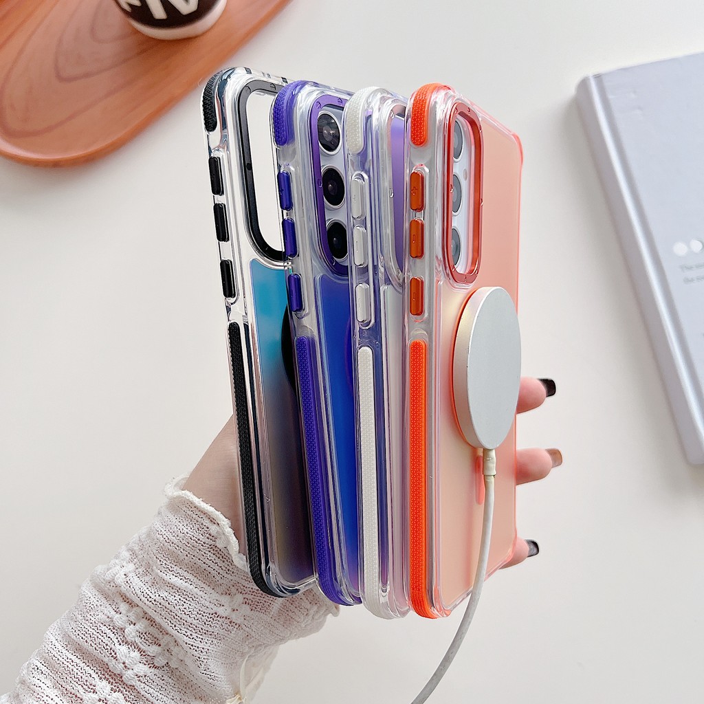 SAMSUNG เปลี่ยนสีเคสโทรศัพท์แม่เหล็กสําหรับsamsung S25 Ultra S24 Ultra S24 FE S23 Ultra S22 Ultra A55 A54 A53 A16 A34 A25 5G A15 กันกระแทกหลายสีที่มีอยู่