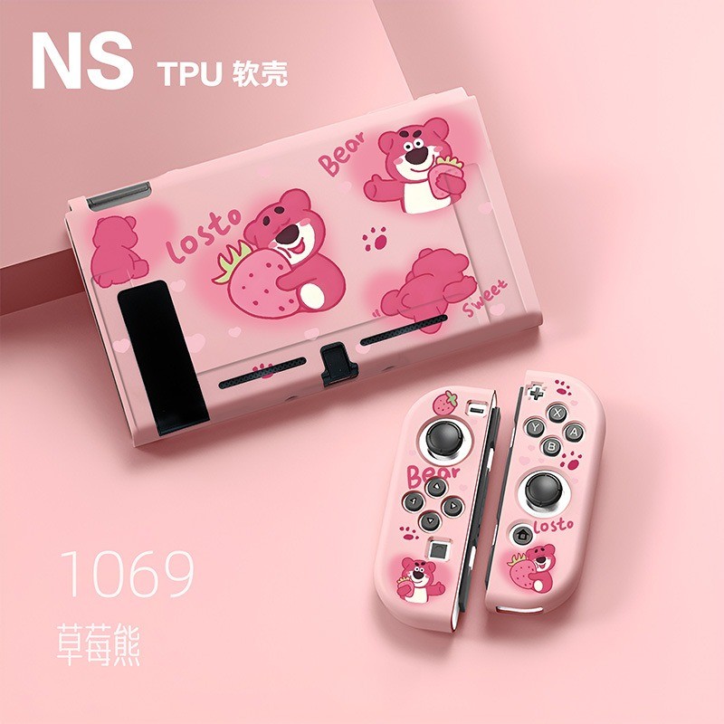 Dockable Nintendo Switch V1 V2 กรณี, TPU การ์ตูนการออกแบบใหม่ที่ถอดออกได้สําหรับ Nintendo Switch V1 V2 Joycon อุปกรณ์เสริม