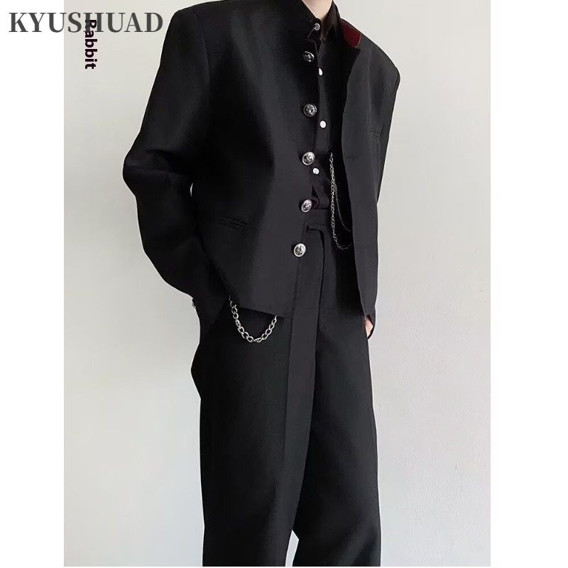 KYUSHUAD คิวชวด เสื้อแจ็คเก็ตสูททรงหลวมอ่อนเยาว์พร้อมดีไซน์เฉพาะสําหรับฤดูใบไม้ผลิและฤดูใบไม้ร่วง