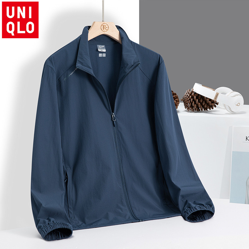 Uniqlo L-5XL เสื้อแจ็คเก็ตกันแดดคอตั้งสําหรับผู้ชาย ป้องกันรังสียูวี UPF50+ น้ําหนักเบา ระบายอากาศได้ดี แห้งเร็ว