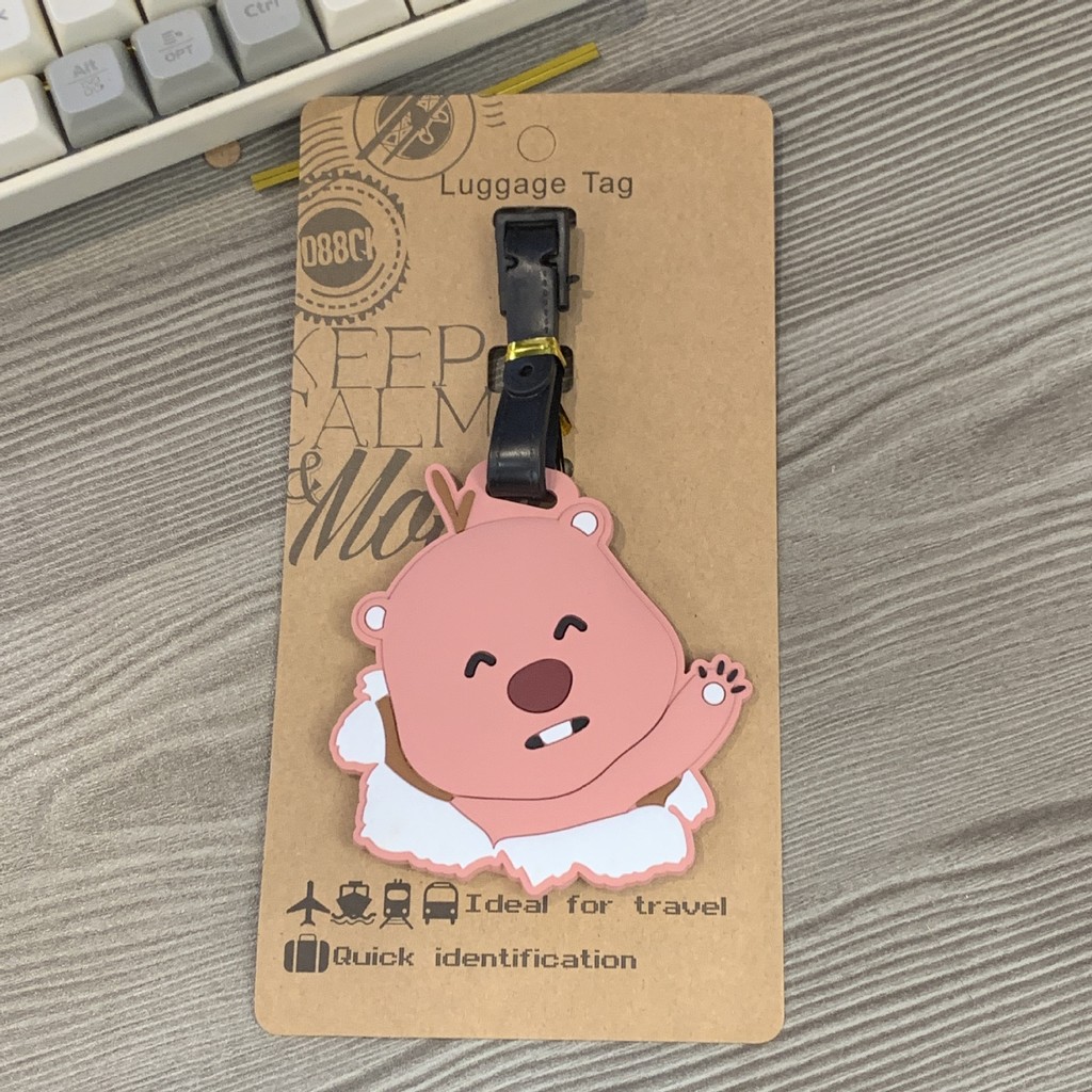 1pcs Creative Strawberry Bear Loopy แท็กกระเป๋าเดินทางแขวน Boarding แขวนแท็กแหวนตรวจสอบในรถเข็นกล่องป้ายแขวนแท็ก