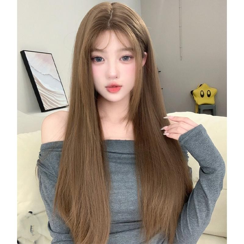 วิกผมตรงกึ่งทอมือสีน้ำตาลคาราเมล (ยาว 70 cm) *รุ่นที่ 5 นวัตกรรมใหม่ล่าสุด* GDS Wigs
