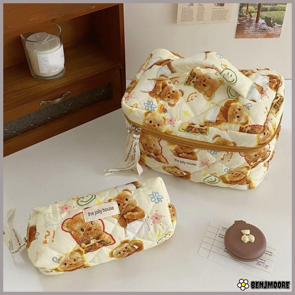 เบนโจเร กระเป๋าแต่งหน้า,เดินทางแบบพกพามัลติฟังก์ชั่กล่องอาหารกลางวันกระเป๋า,ที่มีคุณภาพสูงความจุขนาดใหญ่น่ารักเนยหมีเครื่องสําอางจัดกระเป๋าความงามสาวของขวั