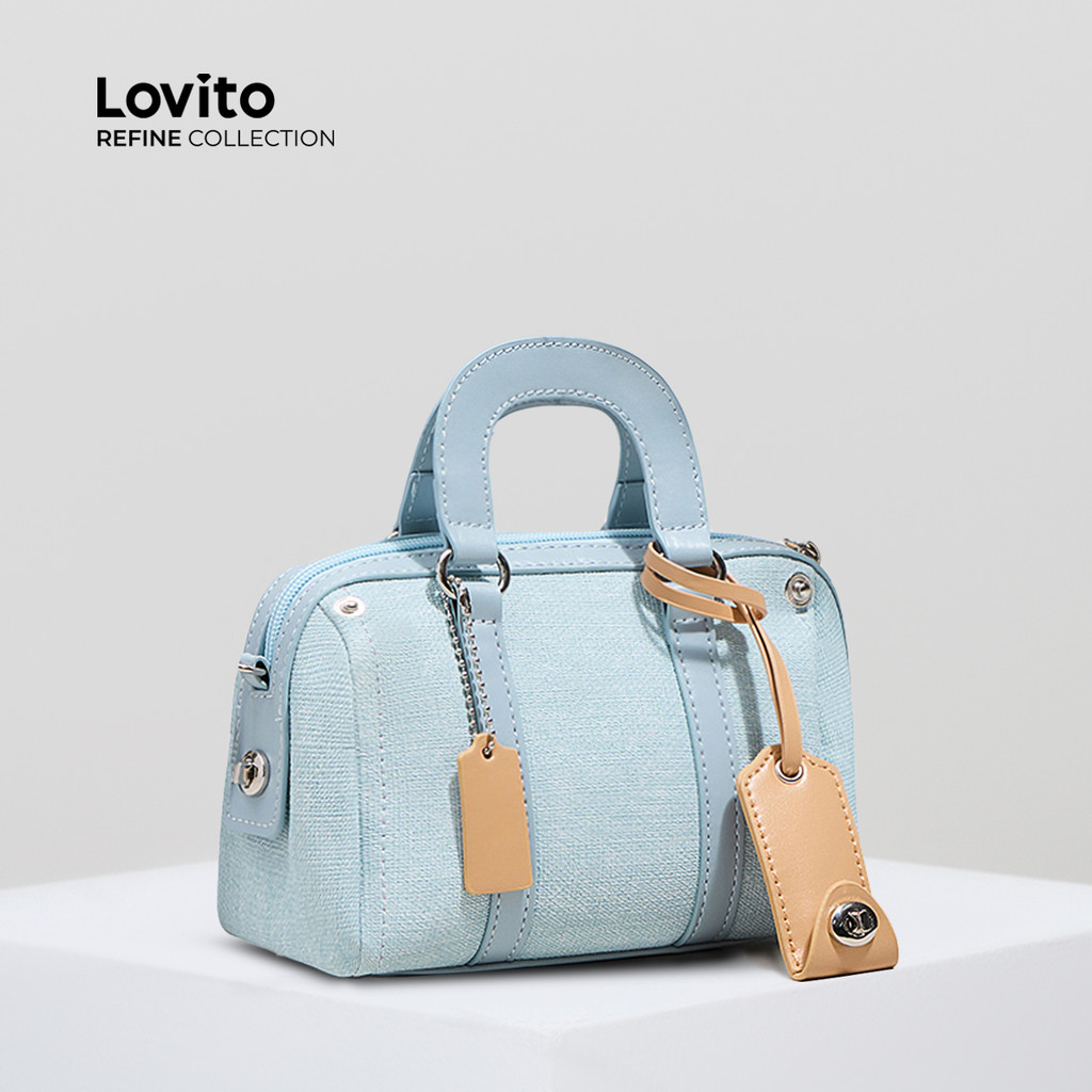 (Lovito Refine) กระโหลกกระโหลกย้อนยุคซิปบอสตันกระเป๋าความจุขนาดใหญ่กระเป๋าสะพายขนาดเล็กสำหรับผู้หญิง LFA50540