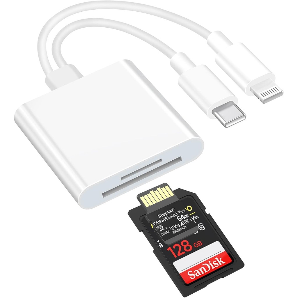 เครื่องอ่านการ์ด SD สําหรับ iPhone, เครื่องอ่านการ์ด Lightning เป็น SD, เครื่องอ่านการ์ด SD 3-in-1 สําหรับการ์ด SD/Micro SD