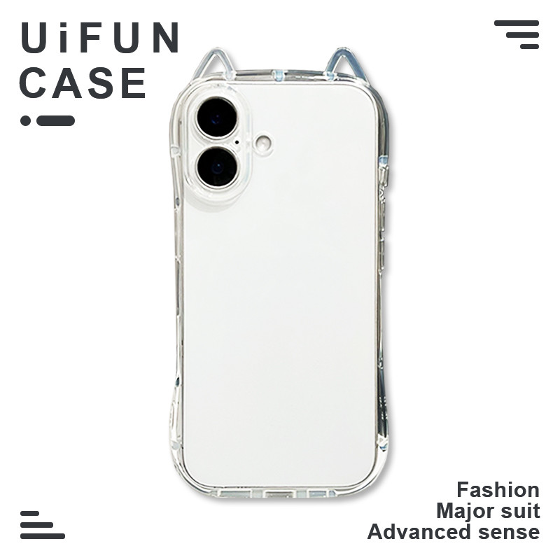 คุณภาพสูง 3D หูแมว TPU โทรศัพท์มือถือสําหรับ iPhone 16 Plus 15 14 13 12 11 Pro Max Xs Xr X 8 7 โปร่งใส Shock Proof ฝาหลัง Shell