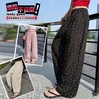 [ML] 90-160 ซม.สาวฤดูร้อน Polka Dot ตรงกางเกงเด็ก Polka Dot ยุงกางเกงสไตล์บางเด็กหลวม Yamamoto อินเทรนด์ Cool Casual กางเกง