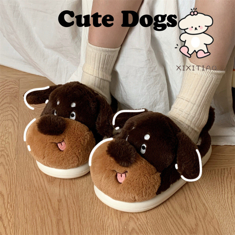 Xixtiao รองเท้าแตะผ้าฝ้ายสุนัขน่ารักชายหญิงสบาย Soft Sole Casual สนุกการ์ตูนบ้านห้องนอน Fun Furry