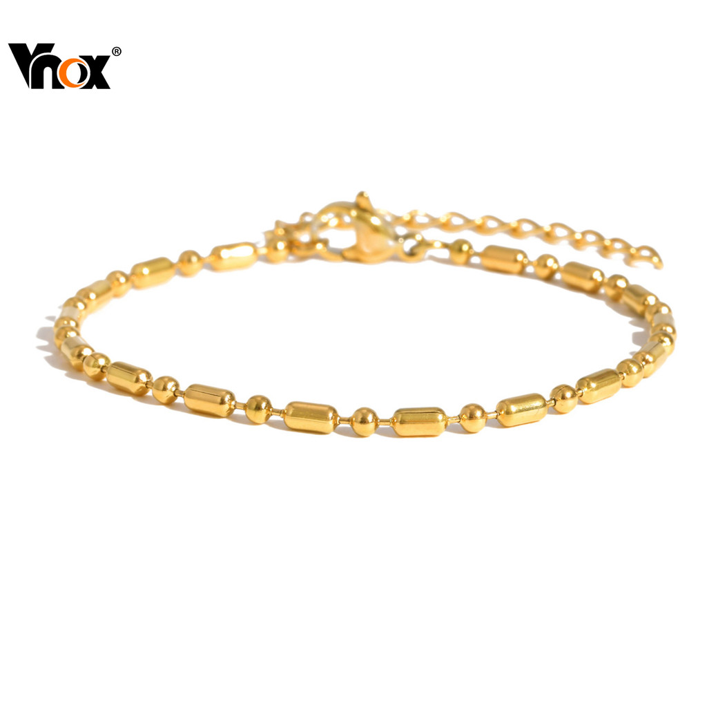 VNOX วีน็อกซ์ สร้อยข้อมือโซ่ไม้ไผ่ไทเทเนียมสําหรับผู้หญิง,สร้อยข้อมือเคลือบเงาทองเสน่ห์เครื่องประดับขายส่ง