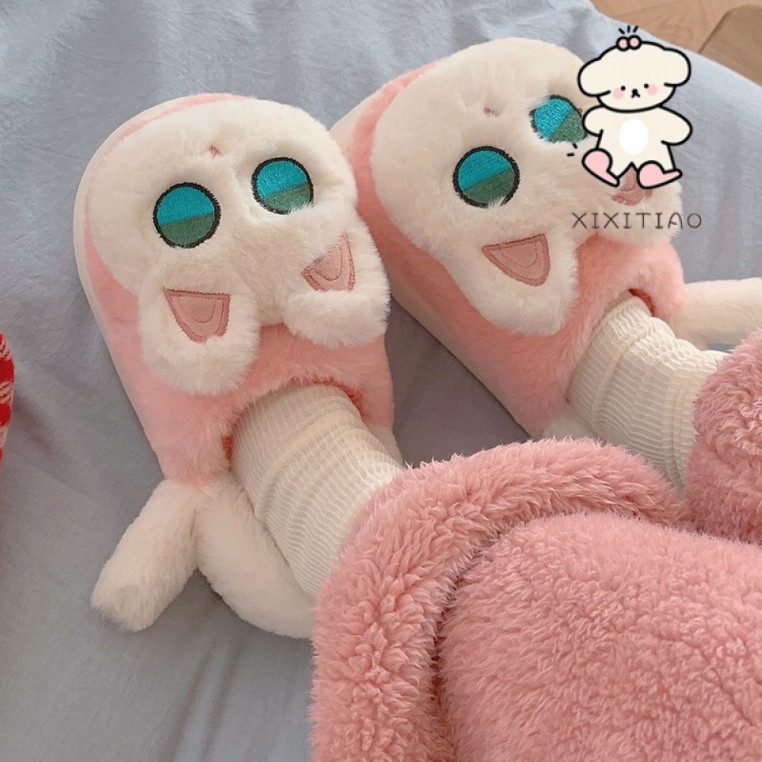 Xixtiao รองเท้าแตะผ้าฝ้ายฤดูหนาว Soft Sole รองเท้าบ้านหญิงน่ารัก Plush Keep Warm