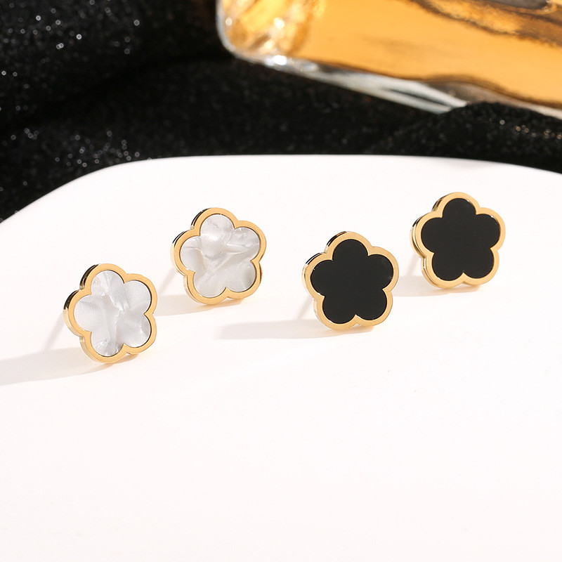 ต่างหู.Simple Daily All-Match ออกแบบลายดอกไม้น่ารัก Peach Blossom สเตนเลสคุณภาพสูง เหมาะสำหรับสวมใส่ในโอกาสต่างๆ