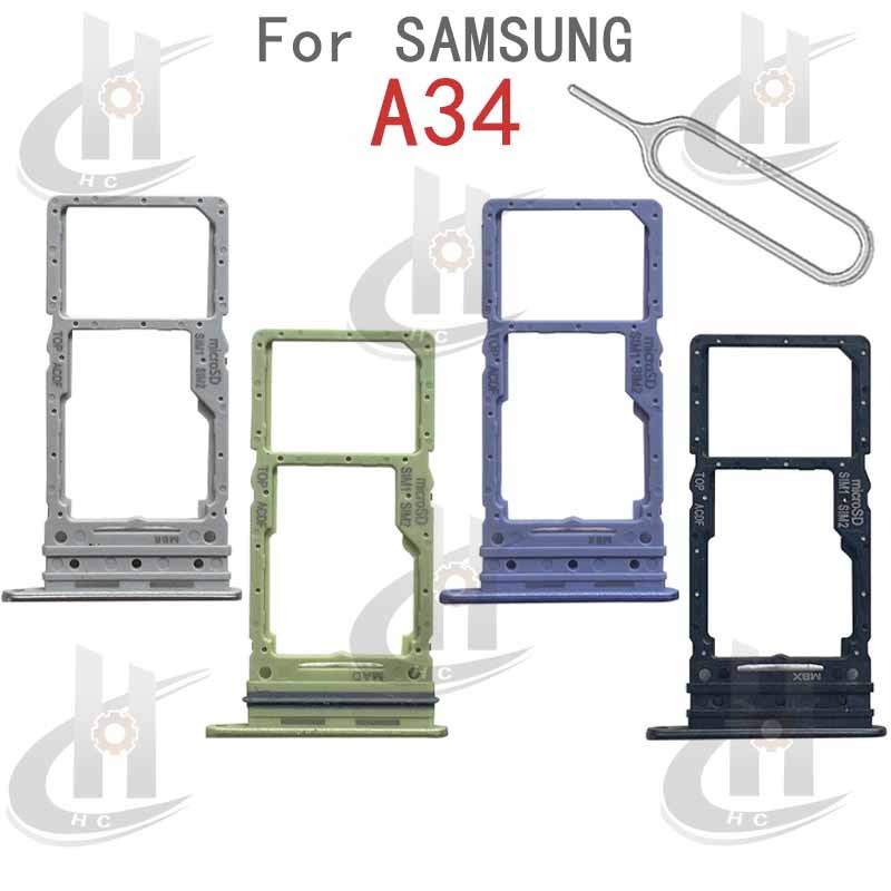 สําหรับ Samsung Galaxy A34 5G A346 ซิมการ์ดถาดผู้ถือช่องใส่การ์ด Reader SD Slot อะแดปเตอร์อะไหล่