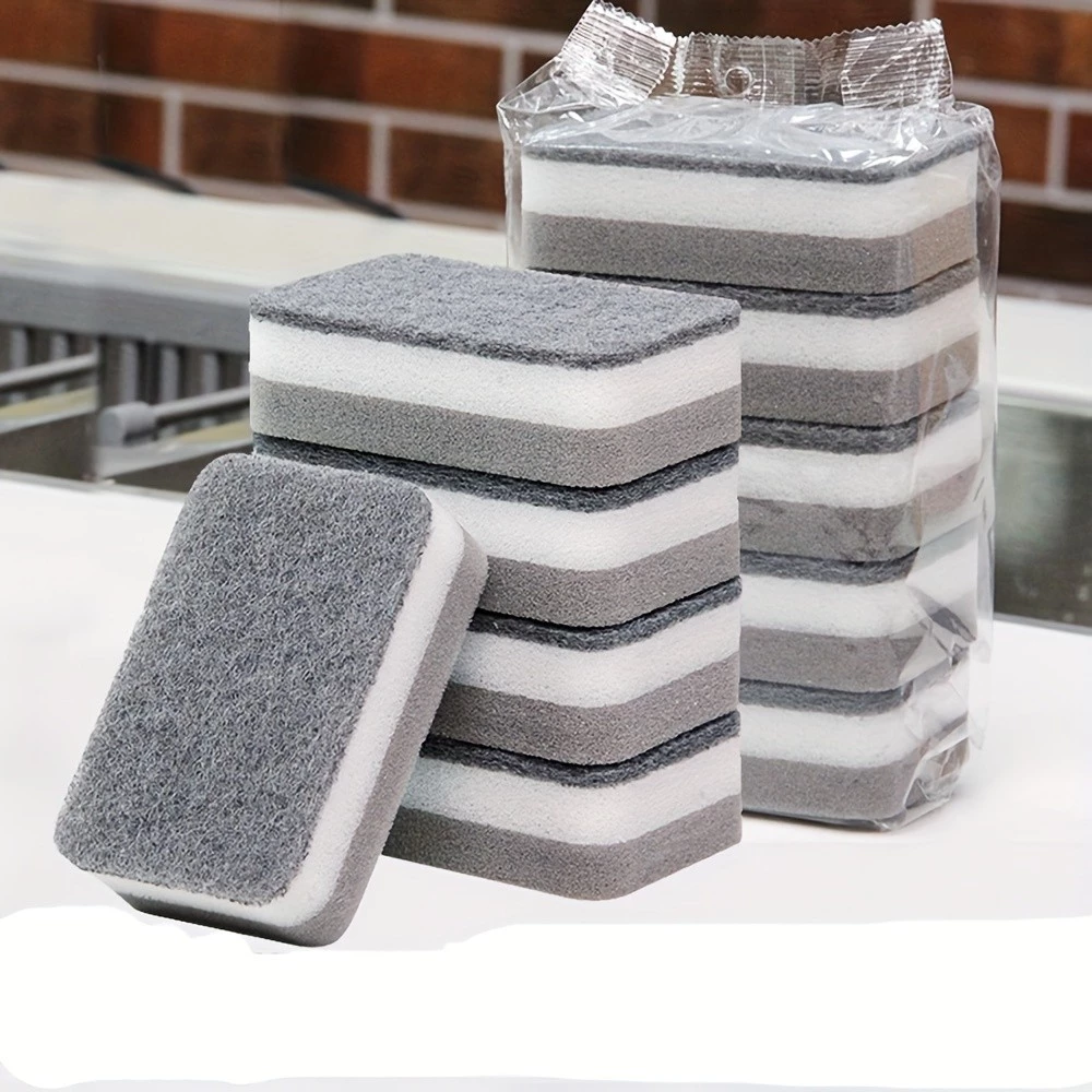 3/6/12PCS ทําความสะอาดสองด้าน Spongs ครัวเรือน Scouring Pad ครัวเช็ดฟองน้ําล้างจานผ้าจานทําความสะอาดผ้าเช็ดตัวอุปกรณ์เสริม