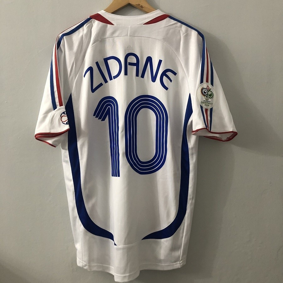 2006 France Away คุณภาพสูง Retro ฟุตบอล Jersey เสื้อยืดที่กําหนดเองเสื้อฟุตบอล ZIDANE HENRY