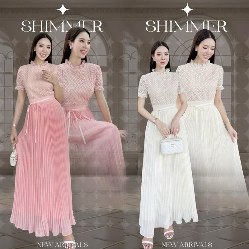 Sani (พร้อมส่ง) Shimmer30 Set ชุดเซ็ทกระโปรงยาวอัดพลีท สำหรับผู้หญิง ชุดงานบุญงานบวช เรียบร้อย ออกงา