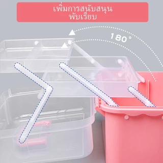 กล่องเครื่องมือพลาสติก 3 ชั้น กล่องใส่อุปกรณ์วาดรูป พู่กัน สีไม้ กล่องเก็บเครื่องเขียน พกพาง่าย มีหูหิ้ว ล็อคฝา ป้องกันเ