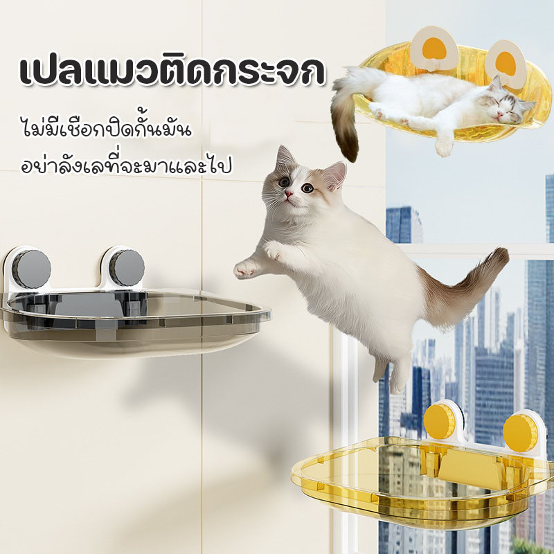 เปลแมวติดกระจก เปลแมวติดหน้าต่าง ที่นอนสัตว์เลี้ยง เตียงแขวนแมว ประหยัดพื้นที่