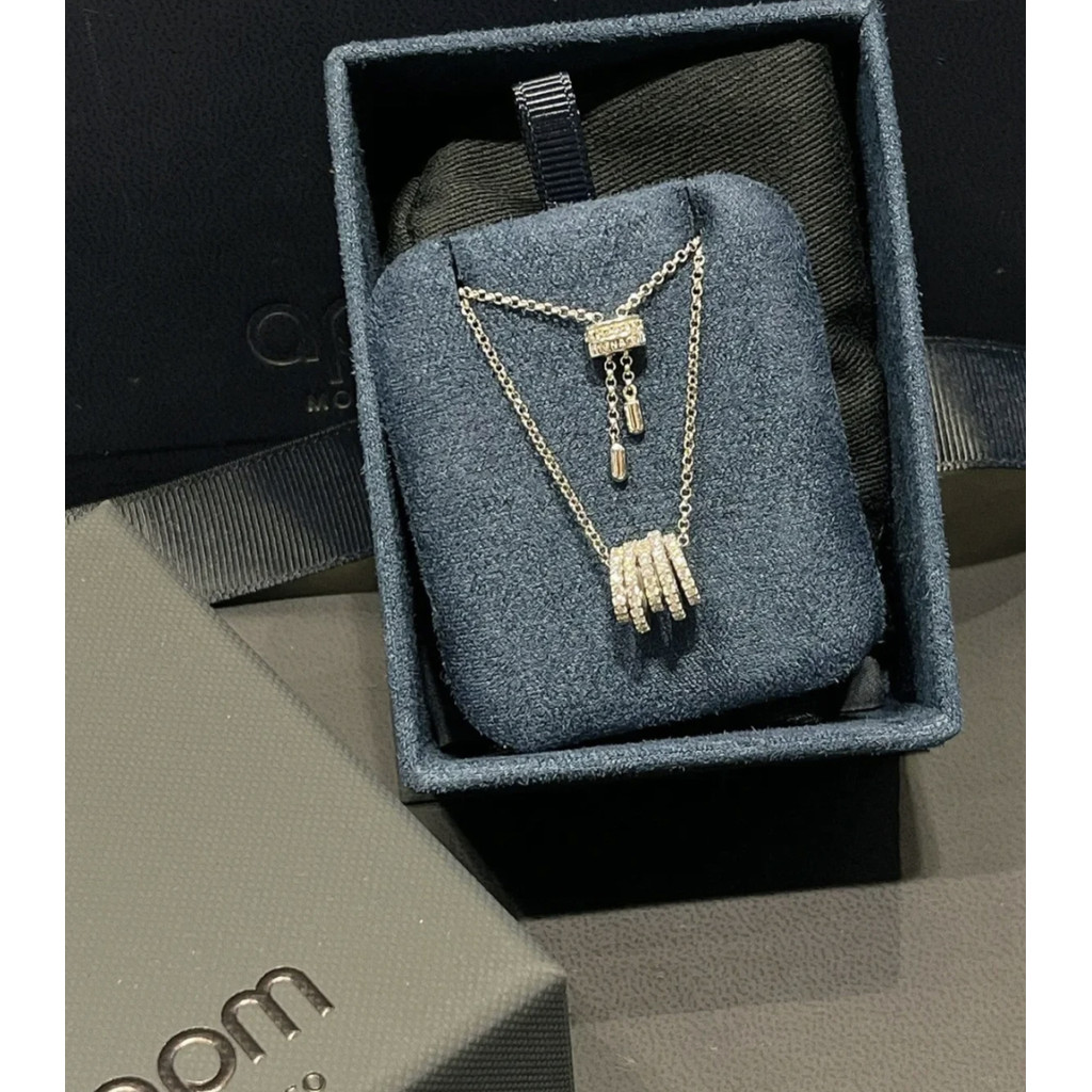 APM MONACO Multi-Circle สร้อยคอเอวเล็ก 925 เงินผู้หญิง Clavicle CHAIN เสื้อกันหนาวแฟนของขวัญ