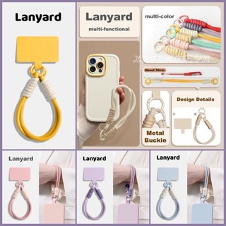 การ์ดหัวเข็มขัดคู่หลายสีเชือกแขวนสากลเหมาะสําหรับแขวนเคสโทรศัพท์โซ่แบบพกพาและสวมใส่ง่ายสายรัดข้อมือเพื่อป้องกันการสูญเสียโซ่โทรศัพ