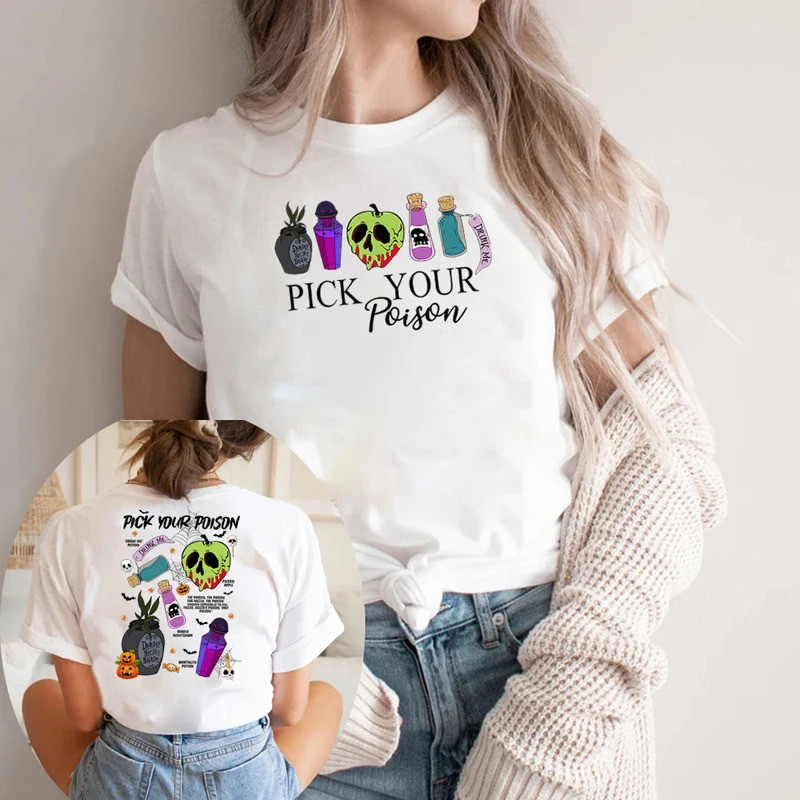 Pick Your Poison เสื้อคนร้ายเสื้อยืด Kuzco Poison เสื้อ Poison Apple เสื้อวันหยุดฮาโลวีนเสื้อฮาโลวีน