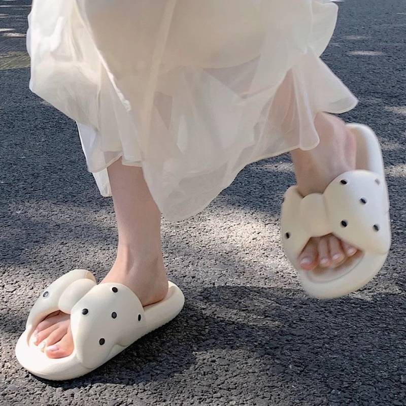 Summer Bowknot Slippers for Women Outdoor Non-Slip Soft Platform Eva All-Matching Ins Good-looking S