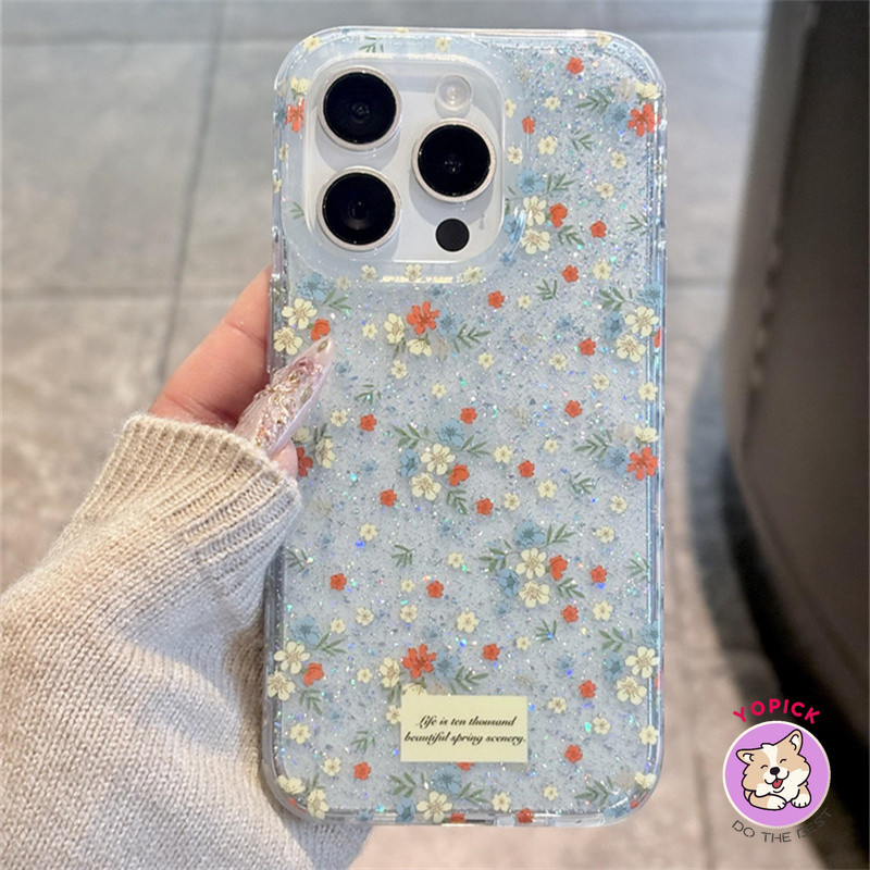 Freshenflower เคสโทรศัพท์สําหรับ iPhone 16 16Pro 16Plus 16Pro Max 11 12 13 14Plus 15Pro XR XS Max 7 8Plus สาวรักประกาย Anti Drop ฝาครอบโทรศัพท์มือถือ DSP