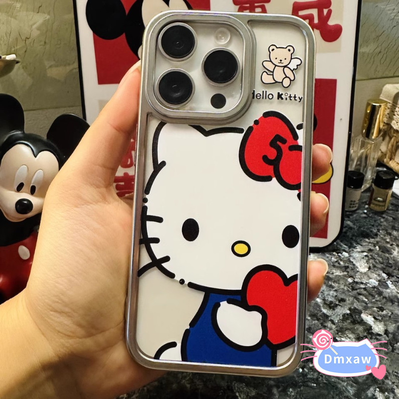 น่ารักคิตตี้แมวหัวใจเคสโทรศัพท์สําหรับvivo V40 V30 V29 V27 V25 V23E V23 V20 V17 V15 Pro Lite V11i V9 V5 V5s T2 T1 S1 Pro 5Gฝาครอบหรูหราชุบโปร่งใสกรอบ - รูปที่ 6