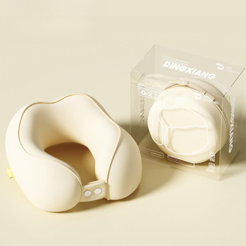 หมอนรองคอผ้าฝ้ายหน่วยความจําสีทึบ/นักเรียนผู้ใหญ่แฟชั่นหมอนรูปตัวยู/แบบพกพาเดินทางหมอนรองคอรูปตัวยู/อุปกรณ์หมอนเดินทาง