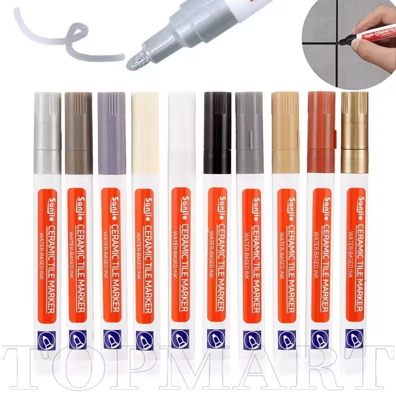 ปากการะบายสียาแนวมืออาชีพ-ปลายไฟเบอร์ป้องกันเชื้อราแม้การไหลของหมึกสําหรับเส้นที่สมบูรณ์แบบเครื่องมือปรับปรุงช่องว่างกระเบื้อง ทําเอง (12สี)
