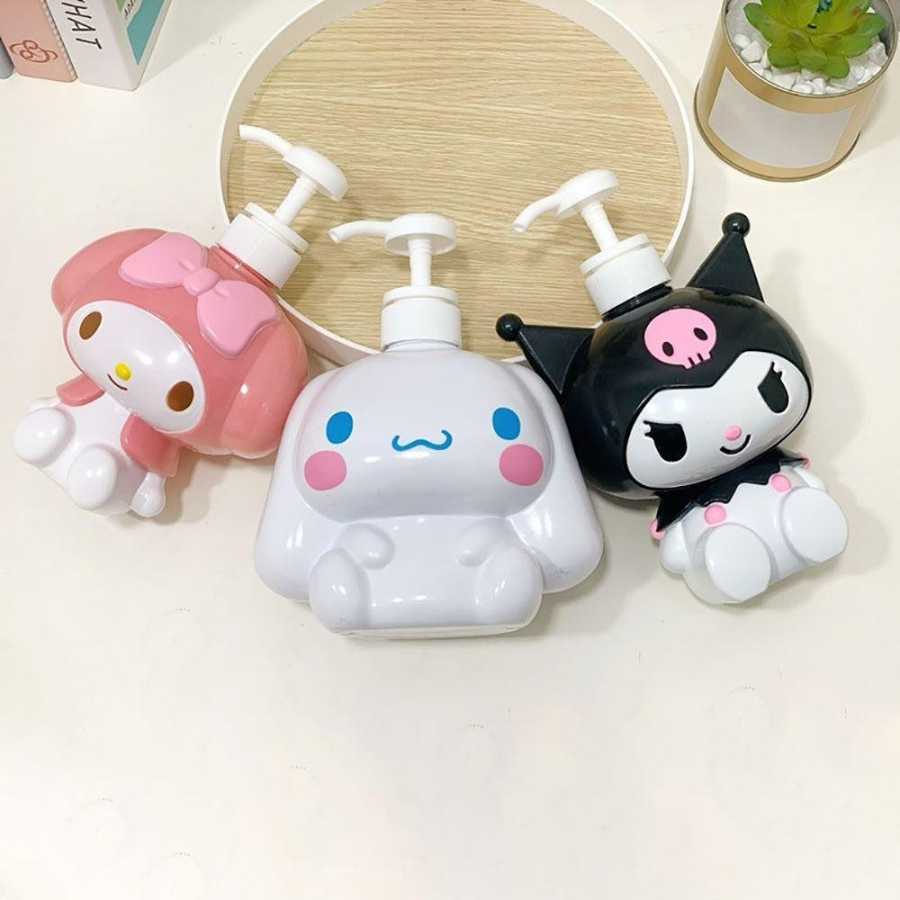 SANRIO Vlmv ขวดโลชั่น,ขวดรีฟิลเปล่าความจุขนาดใหญ่,การ์ตูนทนทาน ซานริโอ ขวดหัวปั๊มพลาสติกแบบพกพาสบู่เหลว