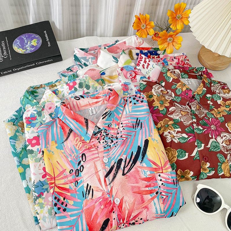 เสื้อฮาวายลายดอกไม้แขนสั้น ทรงหลวม สำหรับผู้หญิง thumbnail 7