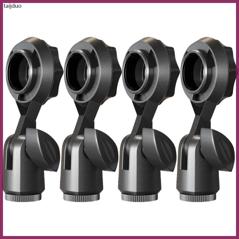 4 ชิ้น Mic Holder Clamp Stand คลิปไมโครโฟนแปลงวงเล็บ 9x4 ซม.พลาสติกสีดํา taijduo