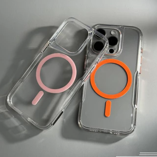 หนาอะคริลิคใสแม่เหล็กเคสแข็งสําหรับ ไอโฟน 11 12 13 14 15 16 มือโปร สูงสุด ปลอกสีขดลวดแม่เหล็กฝาครอบป้องกันสําหรับ ไอโฟน13 กรณี