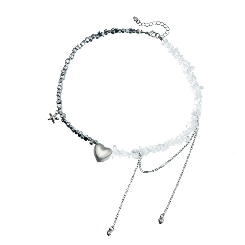 Noe สร้อยคอจี้หัวใจน้ําหนักเบา Handmade Beaded Clavicle Chain พร้อมพู่