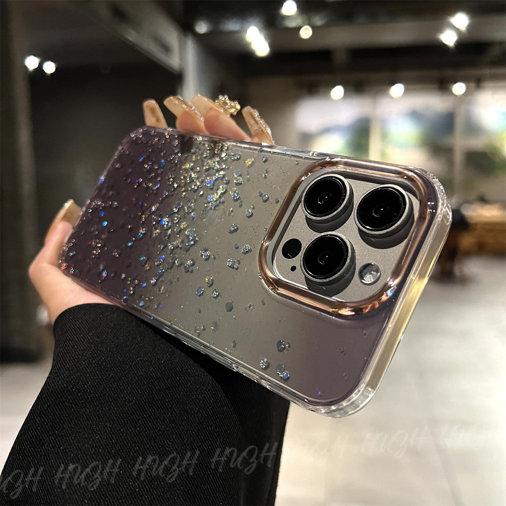 เคสโทรศัพท์มือถือ แบบแข็ง ประดับกลิตเตอร์ สีโปร่งใส สําหรับ iPhone 15 14 13 Pro Max