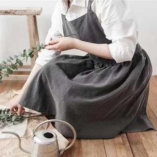 MILD ผ้ากันเปื้อนผ้าลินิน, ผ้ากันเปื้อน Nordic Florist สไตล์เกาหลี, ชุดทํางานผ้าฝ้าย