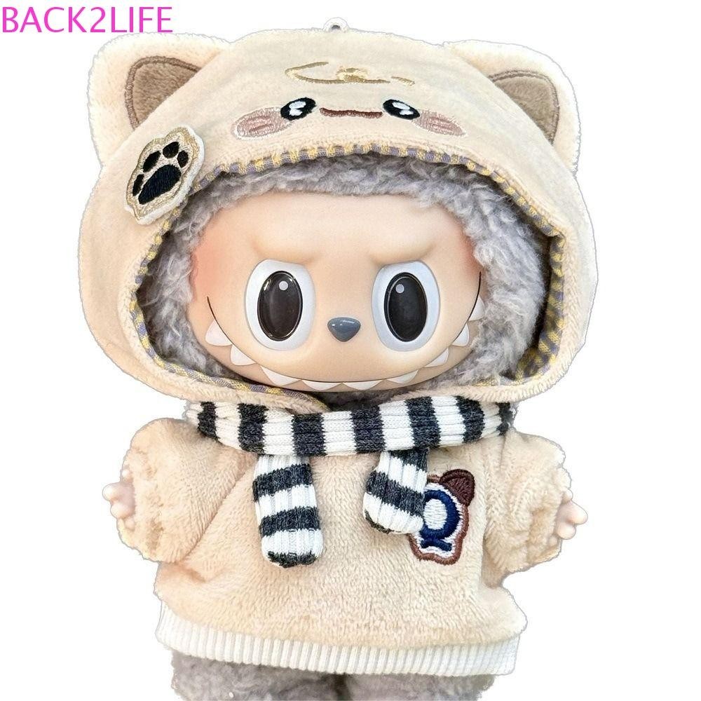 Back2life Labubu ชุดเสื้อเชิ้ตมีฮู้ด ผ้าฝ้าย ขนาด 17 ซม. สําหรับตุ๊กตาเด็กผู้หญิง