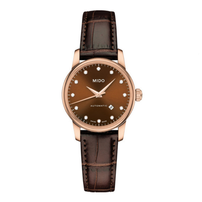 Mido Baroncelli Seriesm7600.3.64.8 นาฬิกาข้อมือ แกะสลักเพชร สีโรสโกลด์ สําหรับผู้หญิง