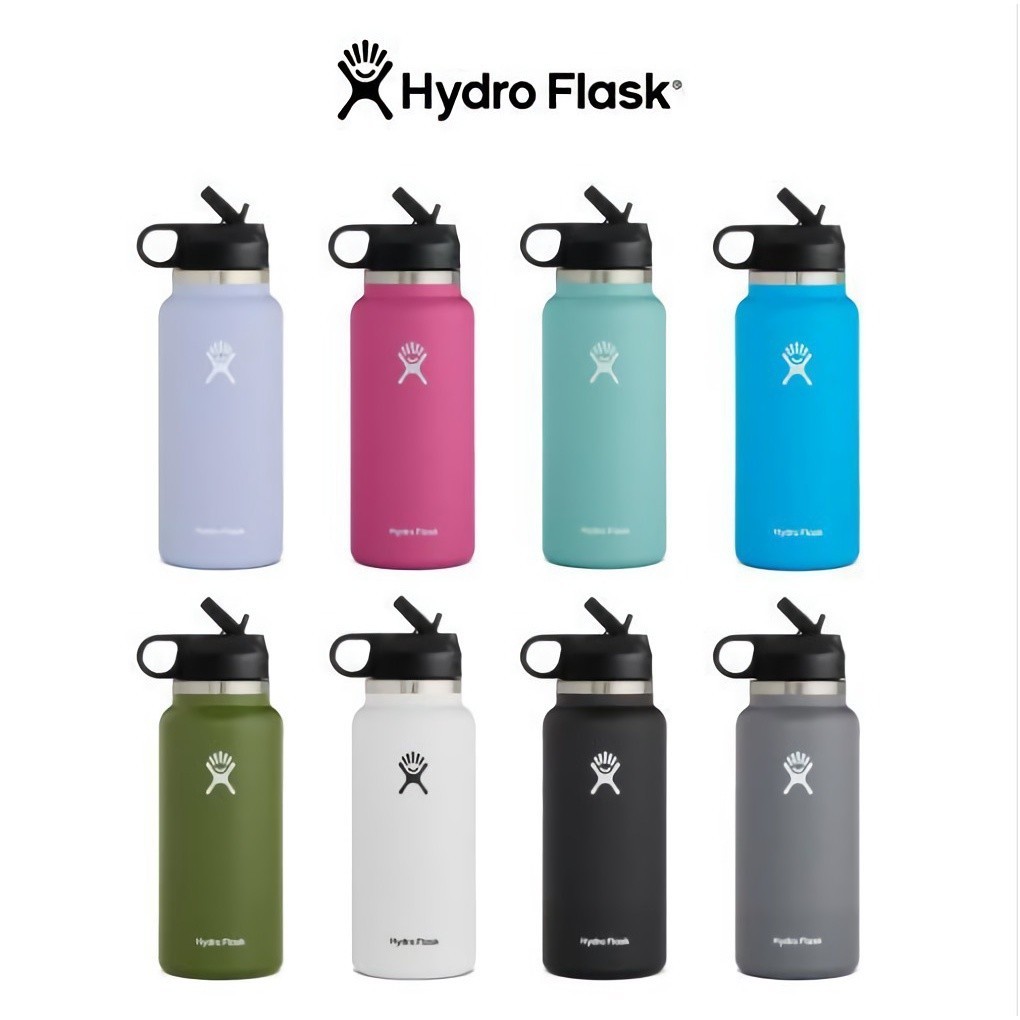 Hydro Flask Wide Mouth 2.0 พร้อมฝาปิดฟาง - ขวดน้ําสแตนเลสแบบใช้ซ้ําได้ - ฉนวนสุญญากาศ เครื่องล้างจาน ปลอดภัย ปลอดสาร BPA ปลอดสารพิษ